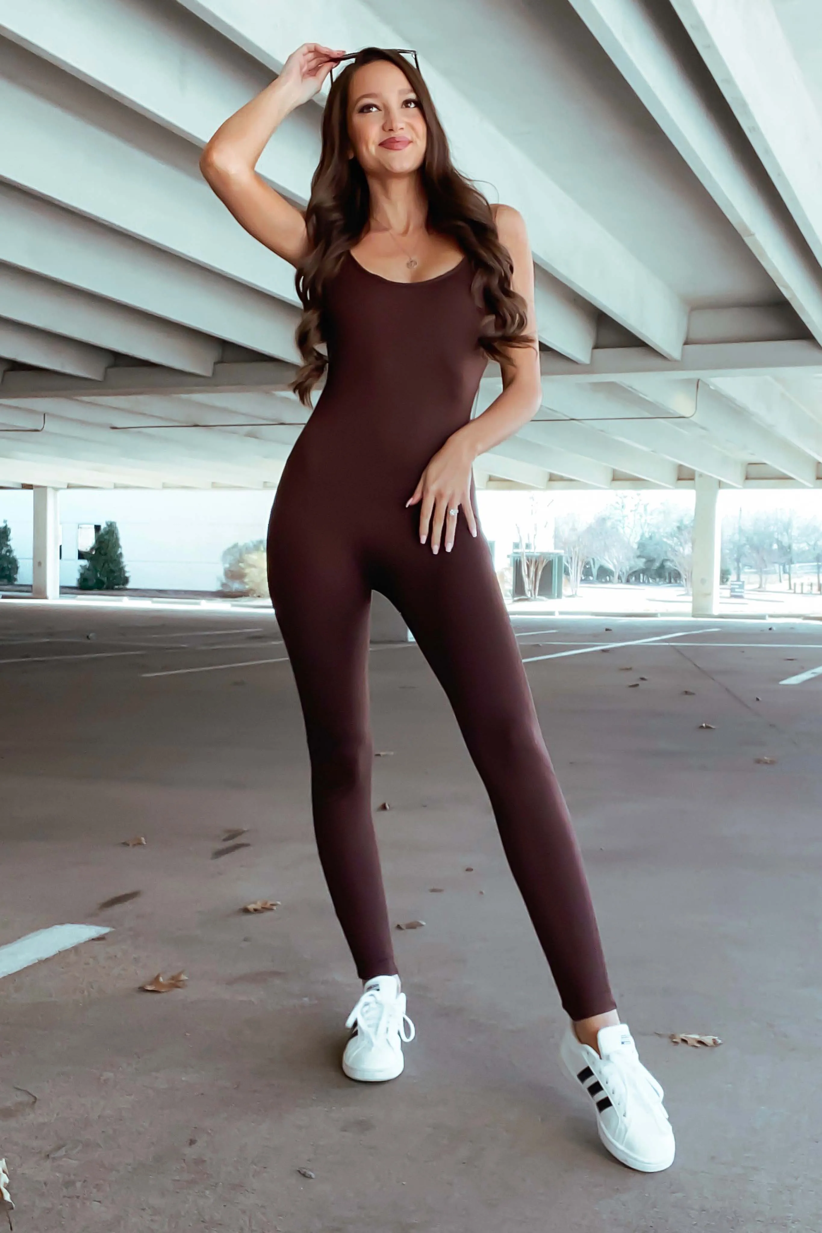 Henley Jumpsuit -Coffee (size large)