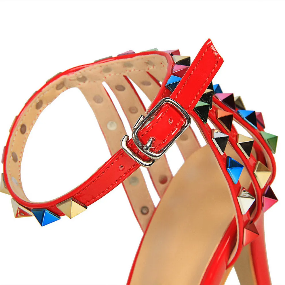 High Heels Rivets Studded Sandals