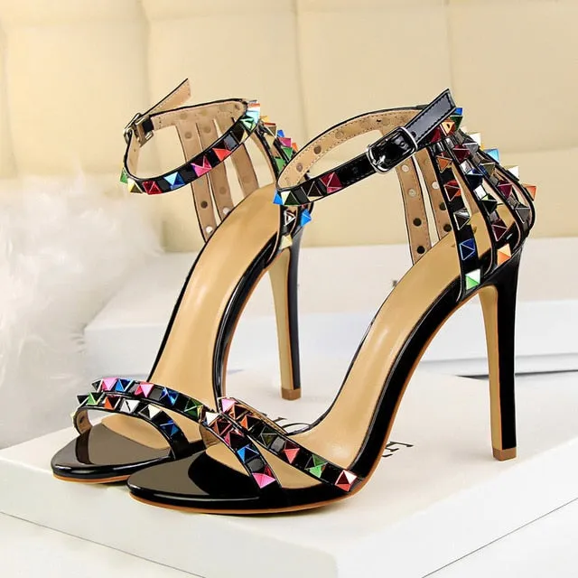 High Heels Rivets Studded Sandals