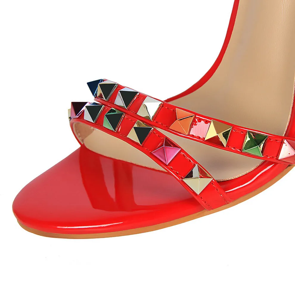 High Heels Rivets Studded Sandals