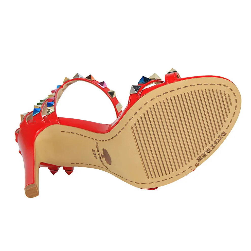 High Heels Rivets Studded Sandals