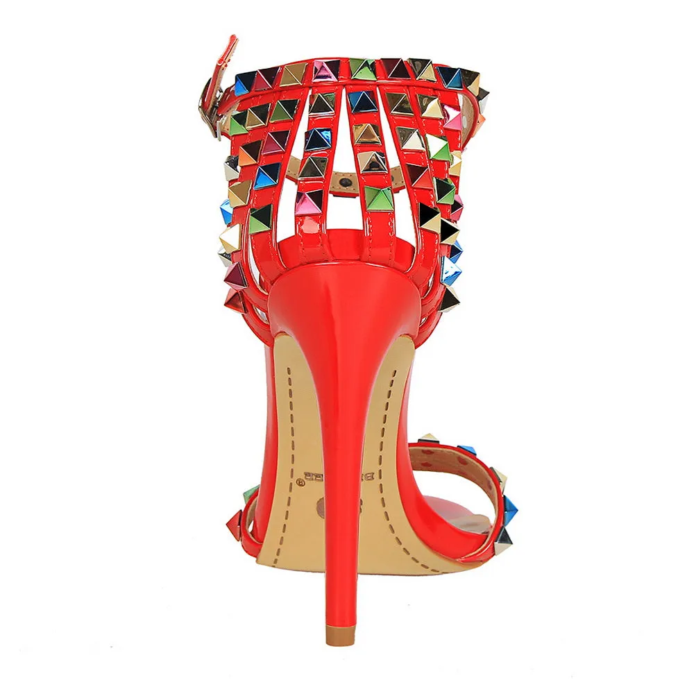 High Heels Rivets Studded Sandals