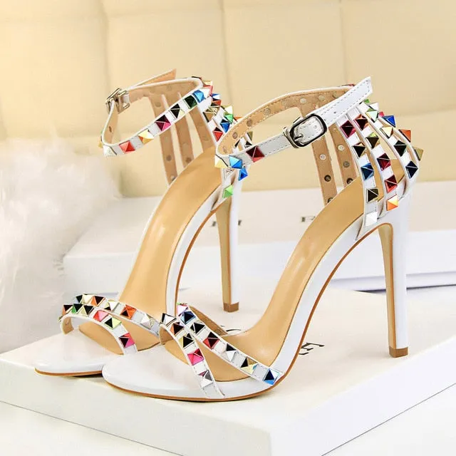 High Heels Rivets Studded Sandals