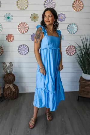 Iris Ruffle Strap Midi • Blue