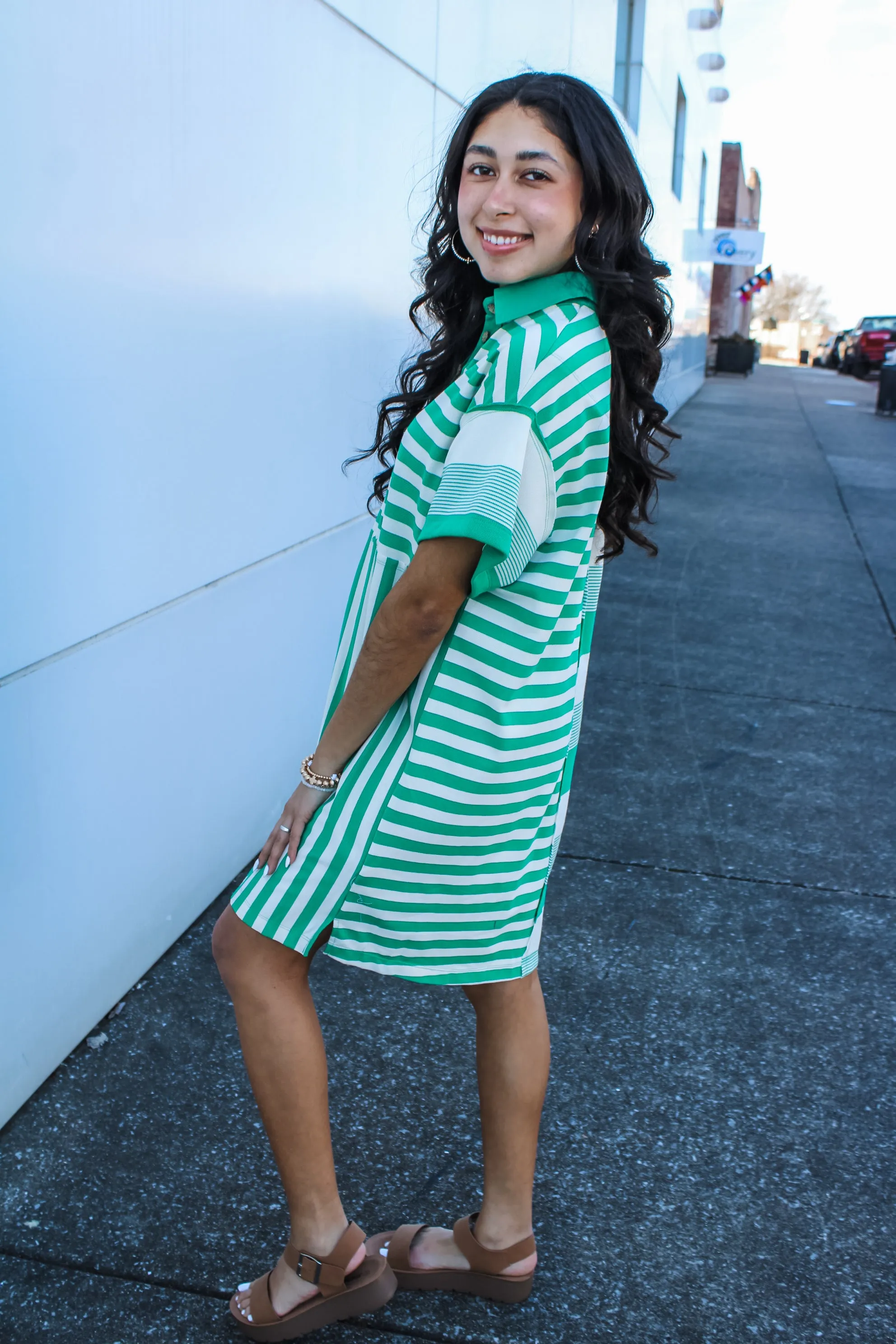 Ivy Polo Dress • Green Stripe
