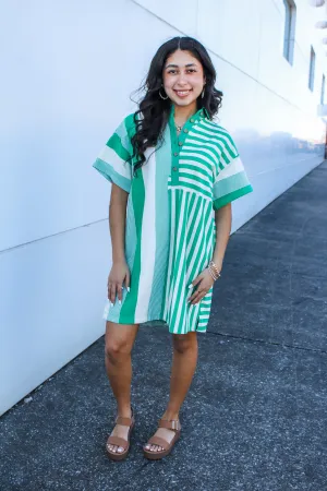 Ivy Polo Dress • Green Stripe