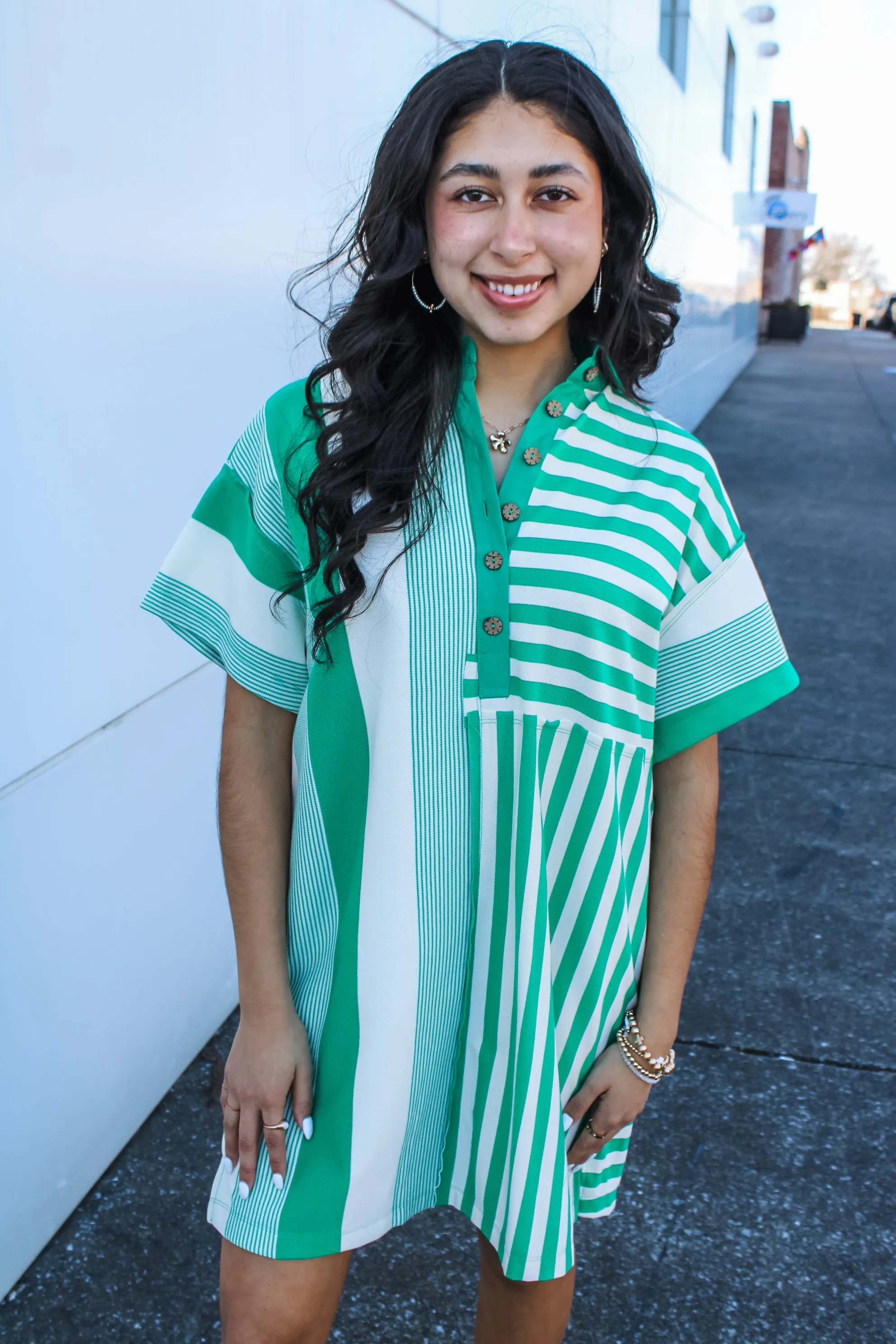 Ivy Polo Dress • Green Stripe