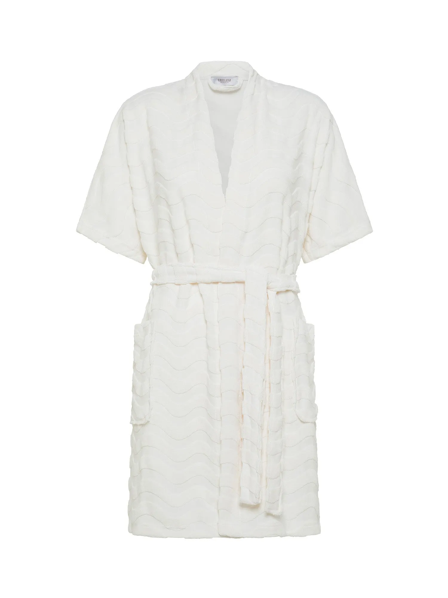 Jacquard knit kimono bathrobe