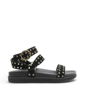 La Tribe Eyelet Platform Sandals - Black - Size 39