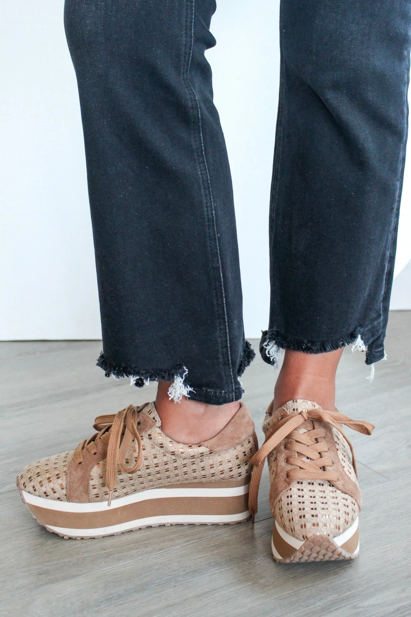 Lace It Up Platform Sneaker • Taupe Combo