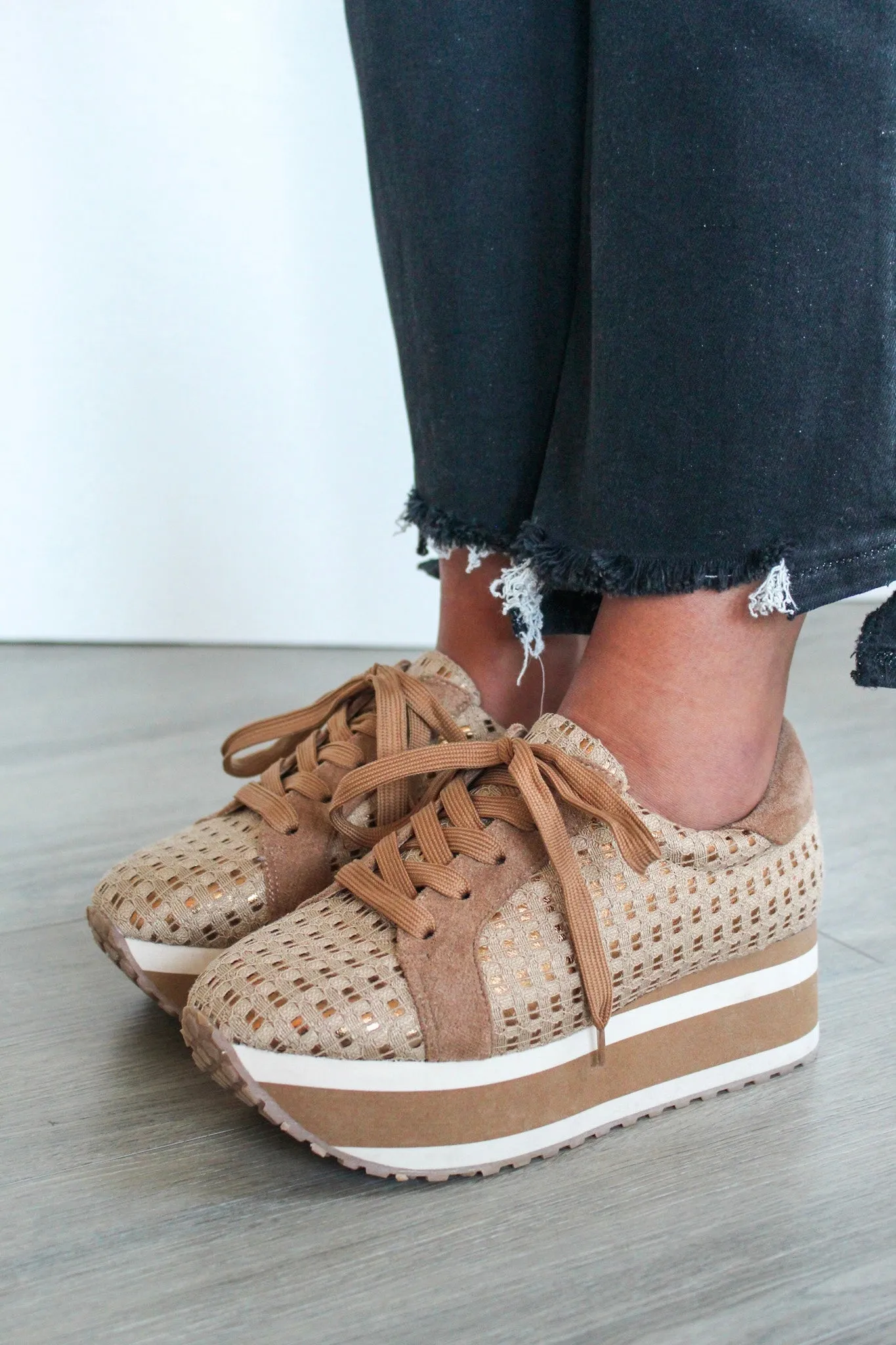 Lace It Up Platform Sneaker • Taupe Combo