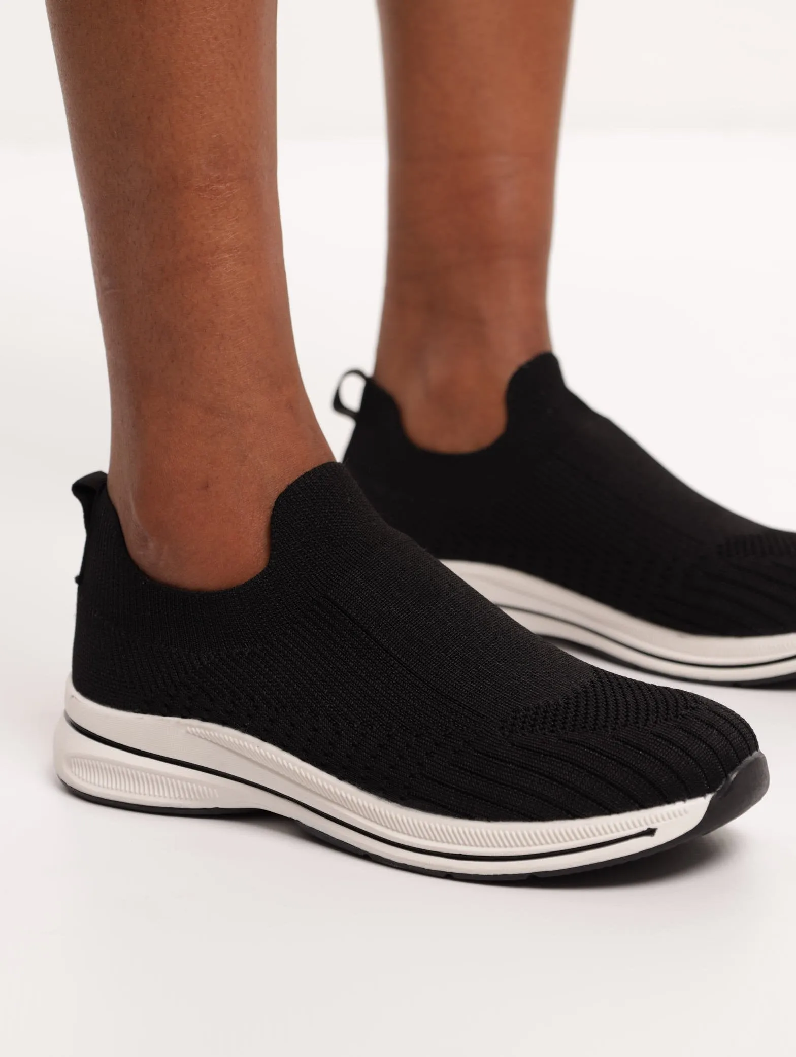 Ladies Knit Slip-On Sneaker - Black