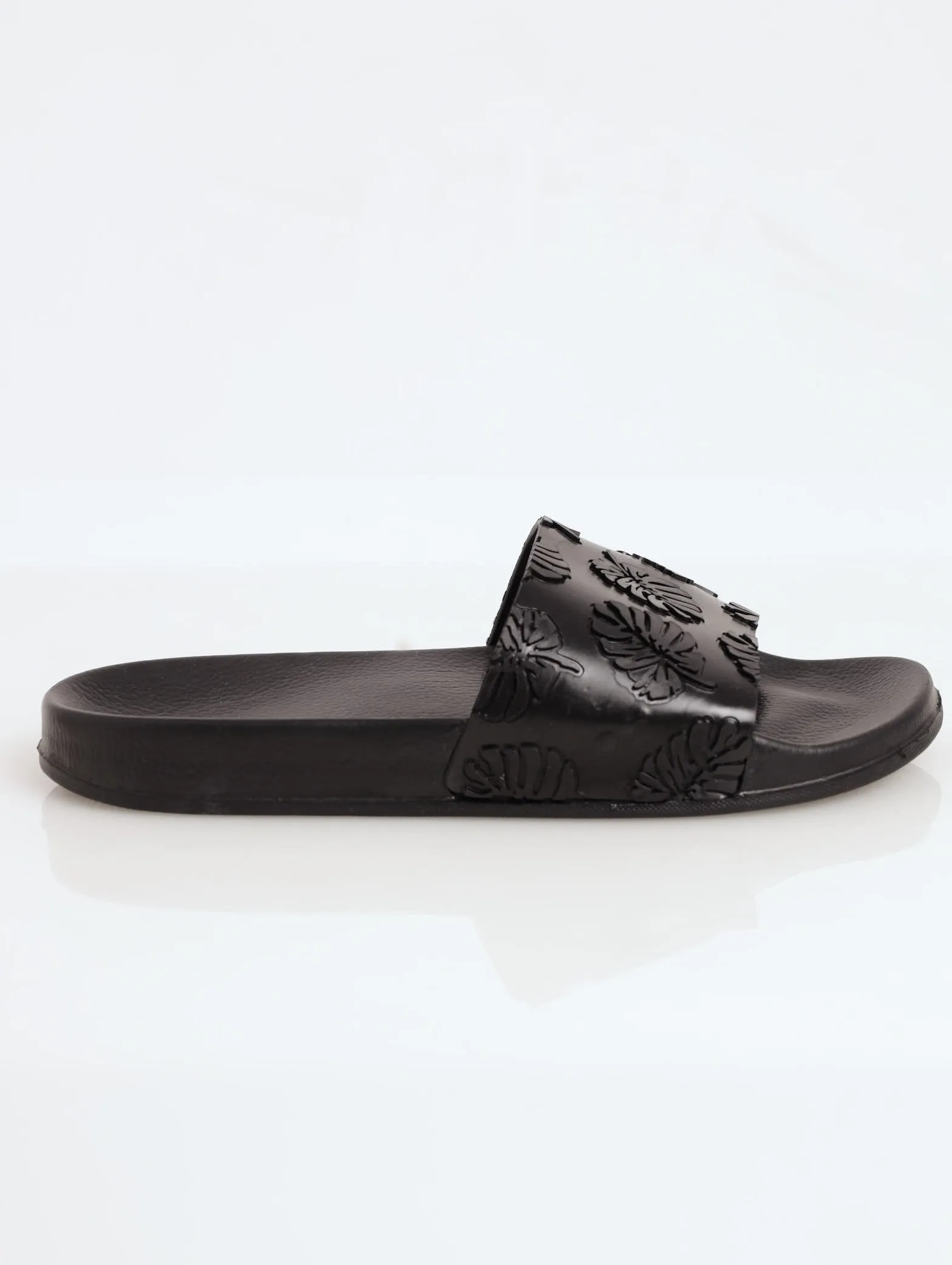Ladies Leafy Slide Sandal - Black