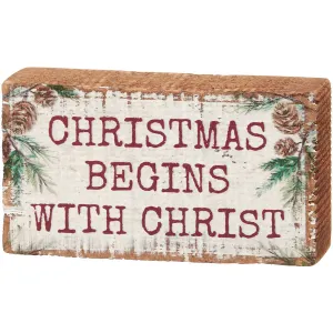 Mini Block Sign - Christmas Begins with Christ