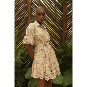 Miss June Teodora Long Sleeve with Belt Short Dress