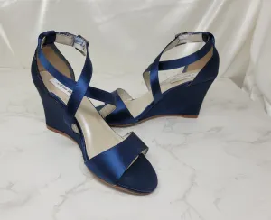 Navy Blue Wedding Wedges For Bride or Bridesmaids | Dyeable Shoes