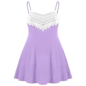 New Crochet Lace Contrast Adjustable Slip Dress