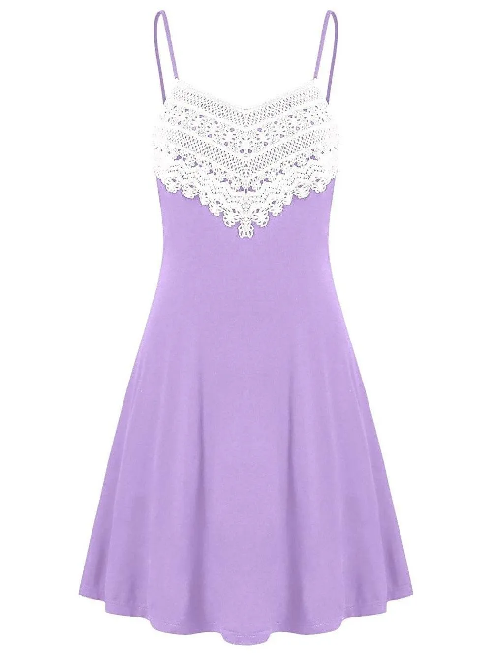 New Crochet Lace Contrast Adjustable Slip Dress