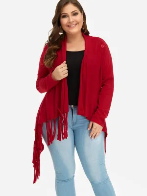 OEM ODM Plain Tassel Long Sleeve Tassel Hem Plus Size Coats & Jackets