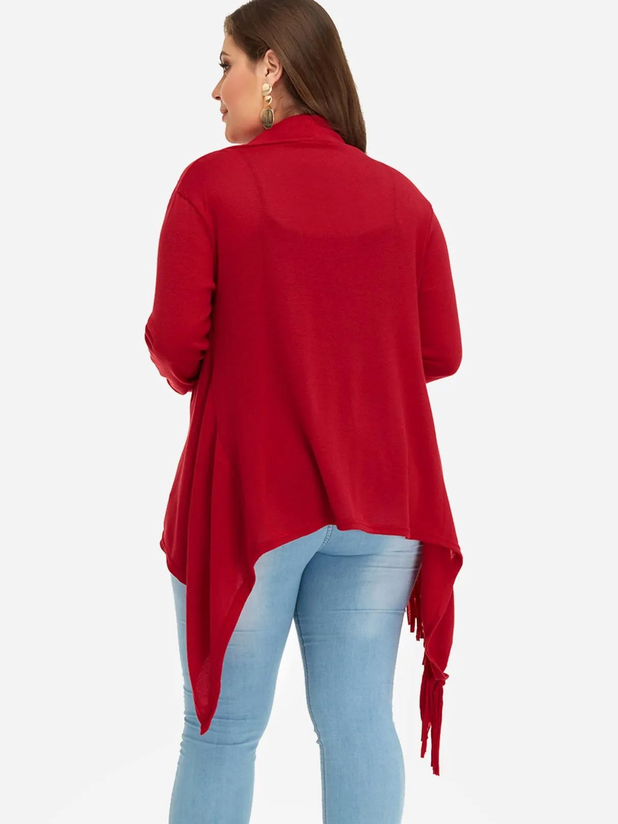 OEM ODM Plain Tassel Long Sleeve Tassel Hem Plus Size Coats & Jackets