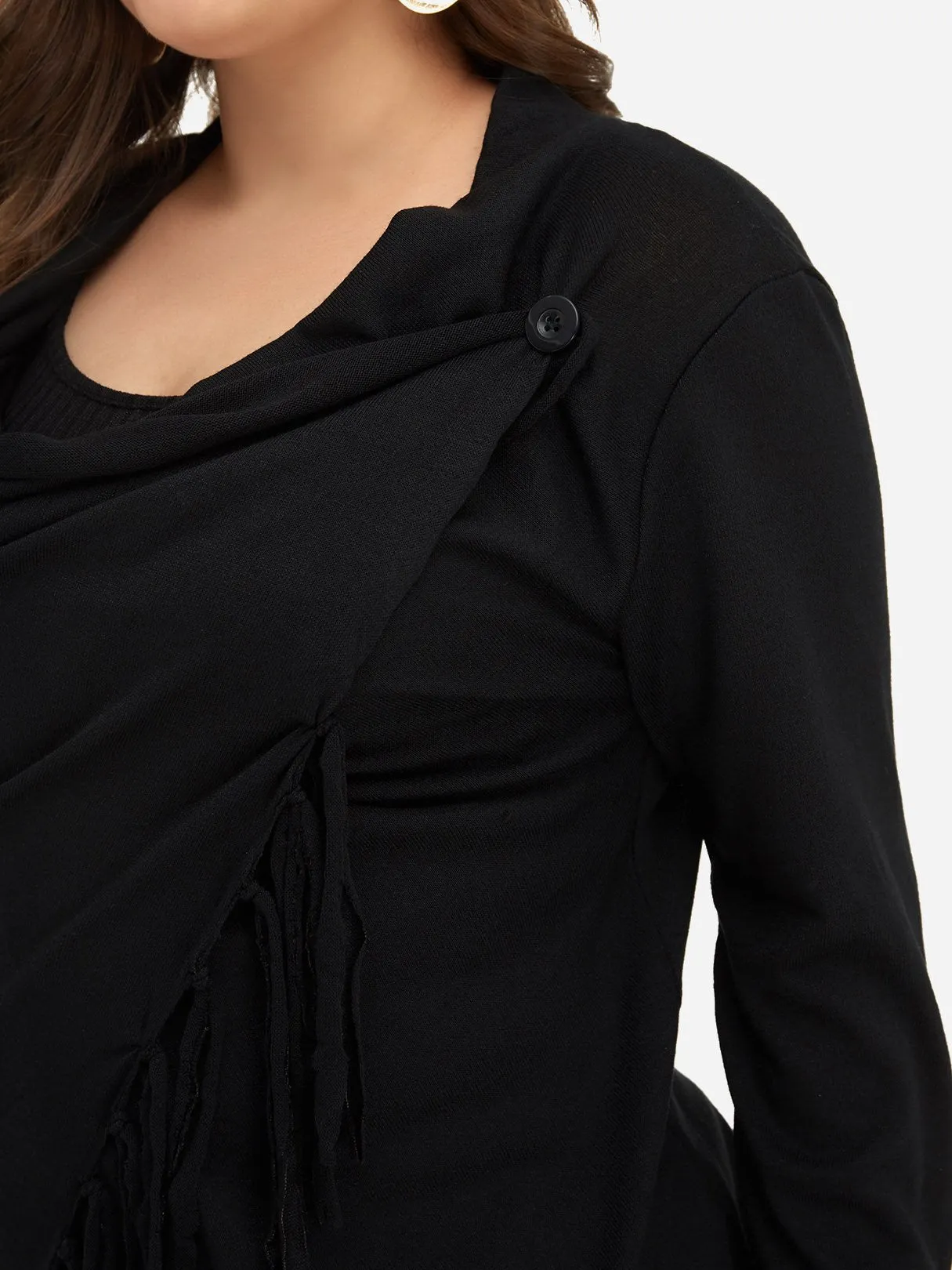 OEM ODM Plain Tassel Long Sleeve Tassel Hem Plus Size Coats & Jackets
