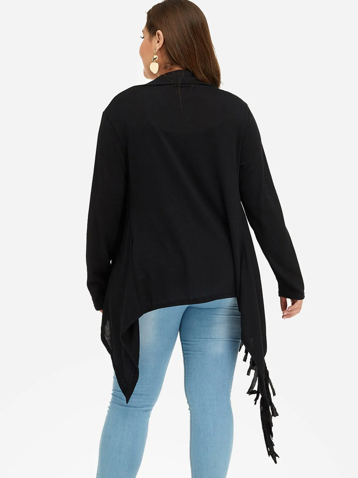 OEM ODM Plain Tassel Long Sleeve Tassel Hem Plus Size Coats & Jackets