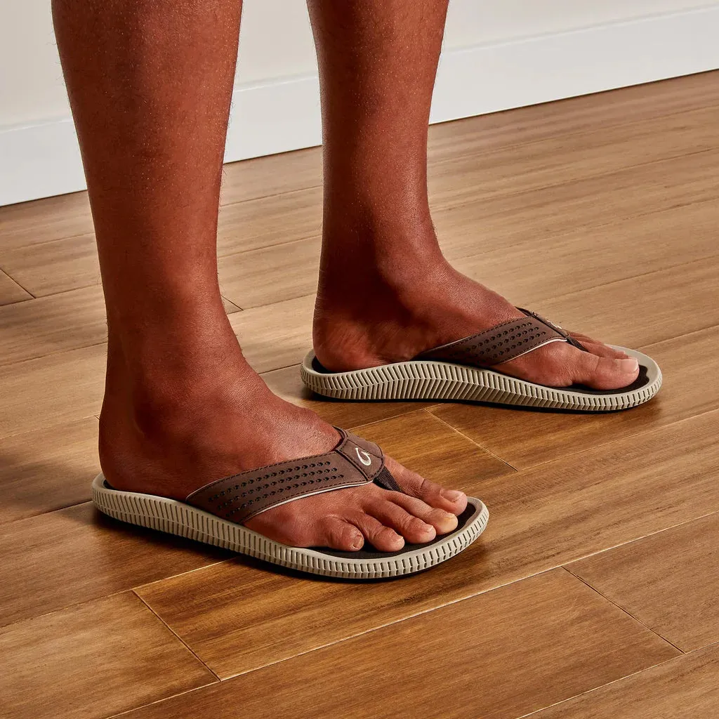 Olukai Mens Ulele Dark Wood Sandal