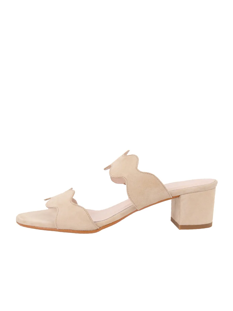 Palm Beach Block Heel Scalloped Sandal