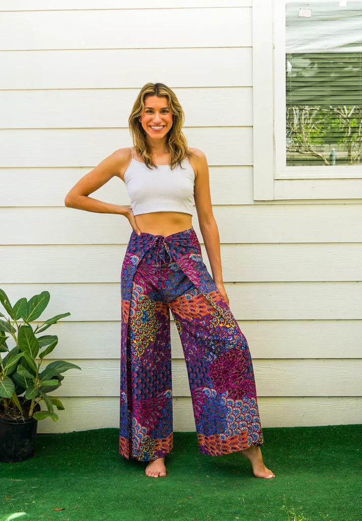 Peacock Jewel Palazzo Wrap Pants