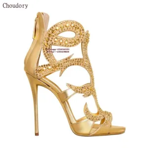 Peep Toe Sandals Rhinestone