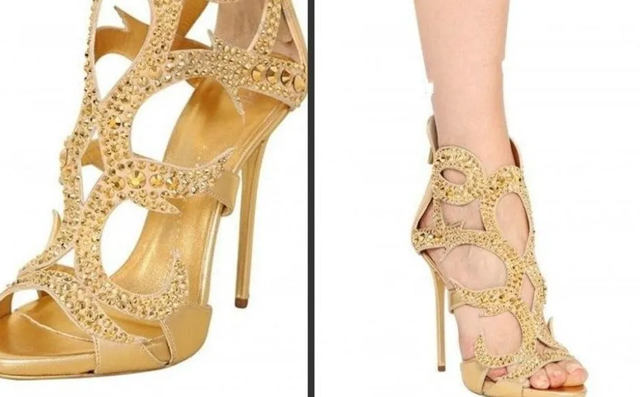 Peep Toe Sandals Rhinestone