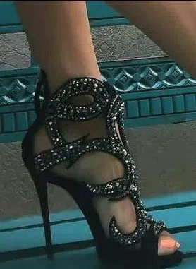 Peep Toe Sandals Rhinestone
