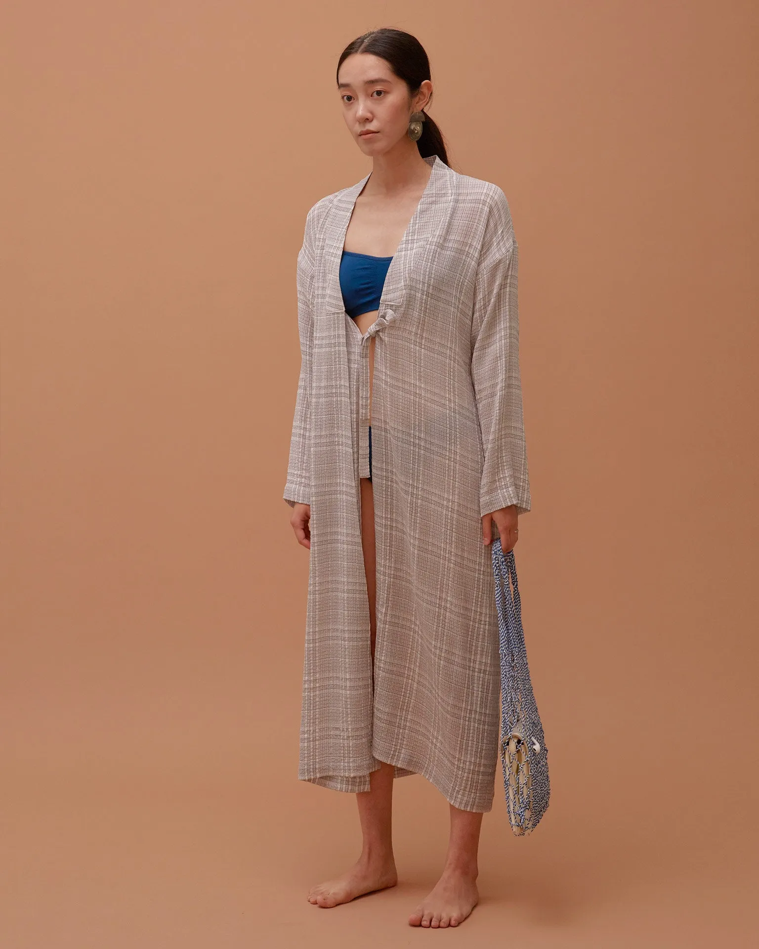 Plaid Long Multi-strap Robe