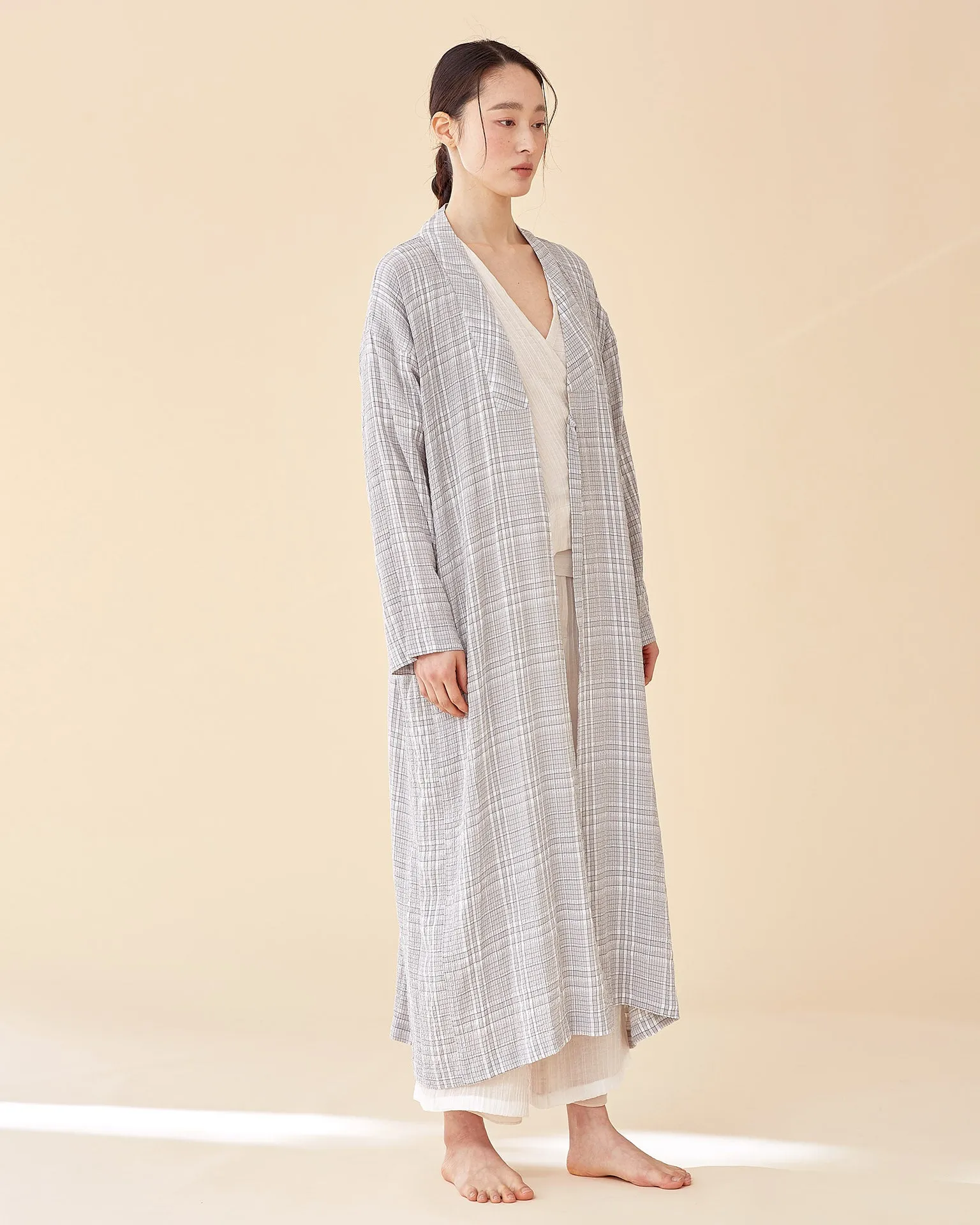 Plaid Long Multi-strap Robe