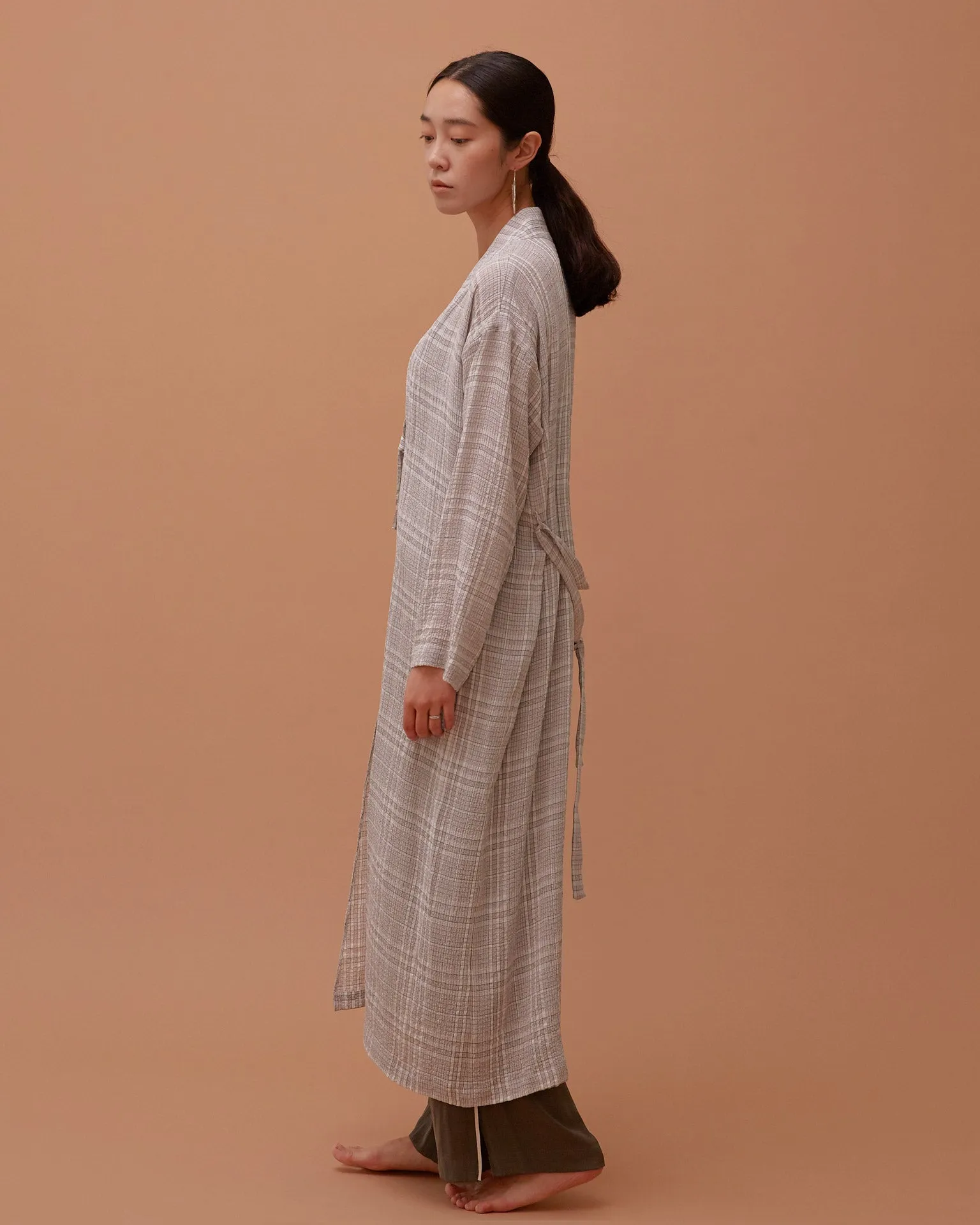 Plaid Long Multi-strap Robe