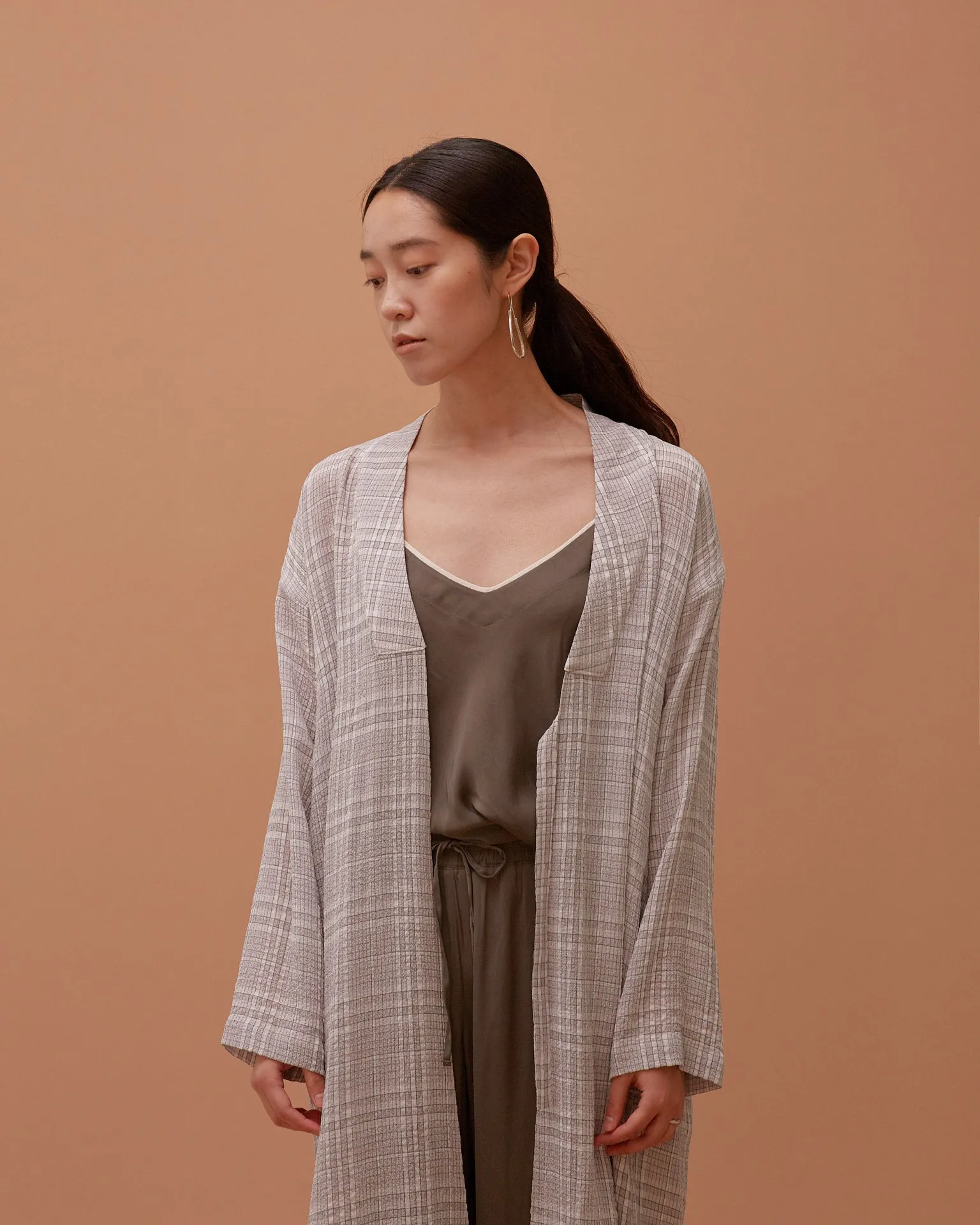 Plaid Long Multi-strap Robe