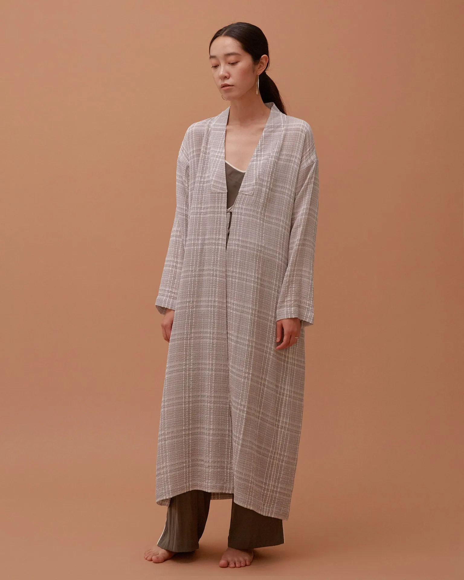Plaid Long Multi-strap Robe