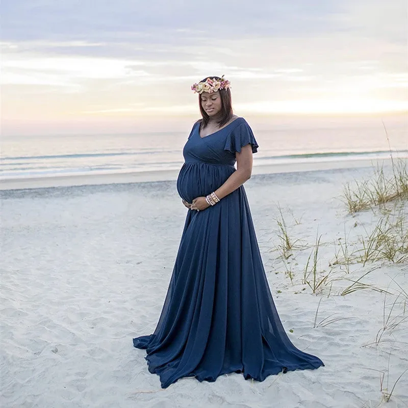 Pregnant Women Dress Elegant Long Maxi Gown