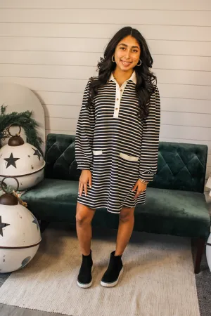 Preppy & Polished Stripe Dress • Black - FINAL SALE