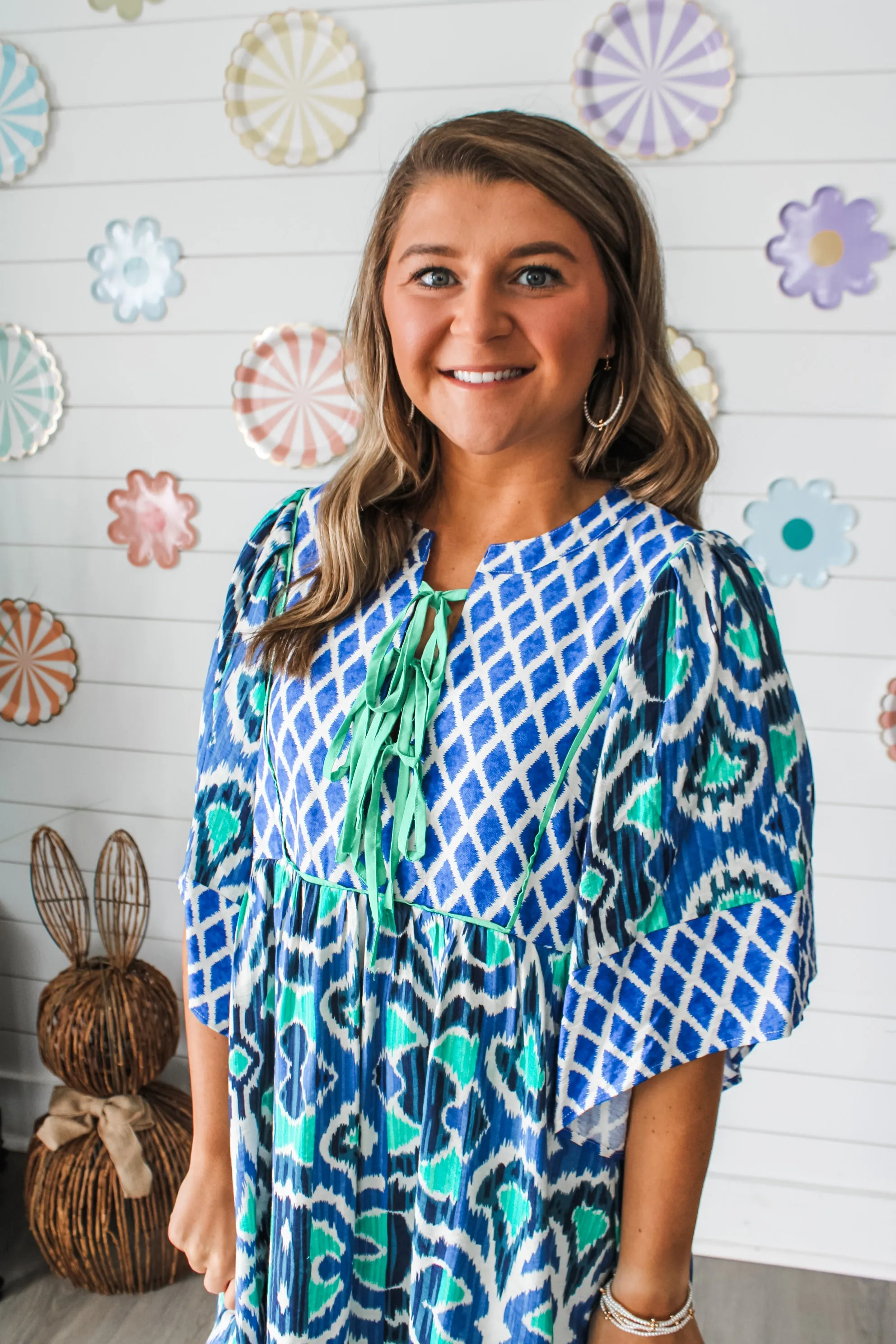 Pretty In Print Ikat Dress • Blue/Green