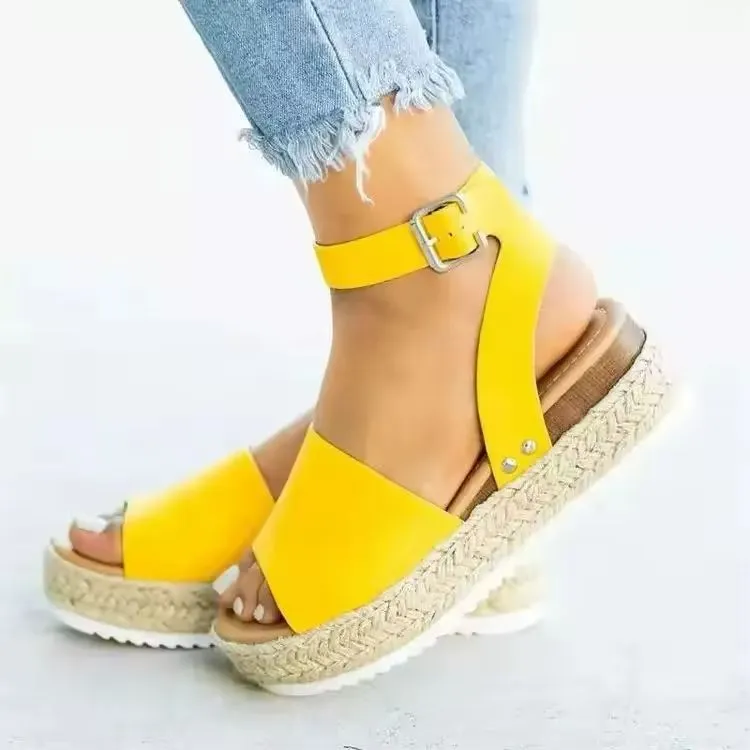 Sexy Roman Heel Sandals – Buckle Strap & Thick Sole