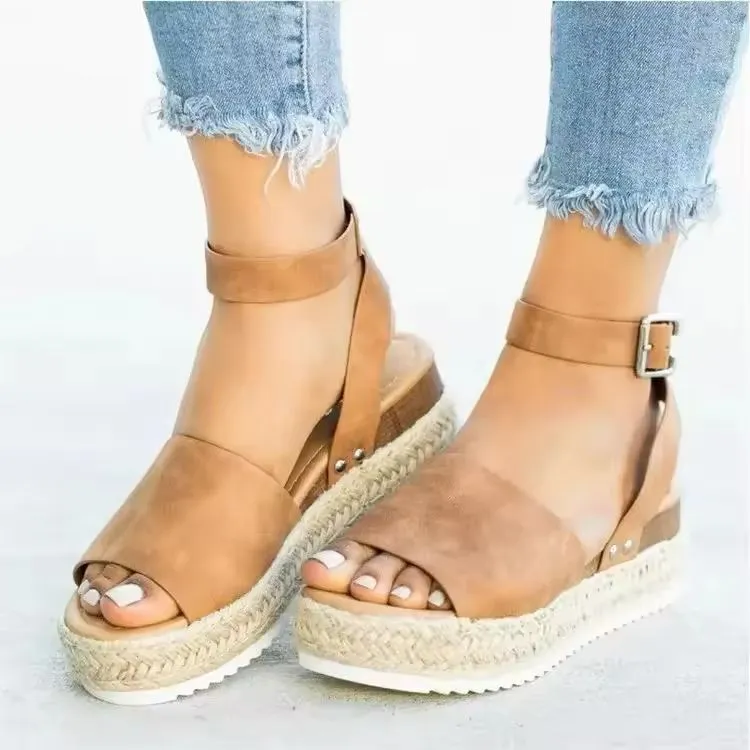 Sexy Roman Heel Sandals – Buckle Strap & Thick Sole