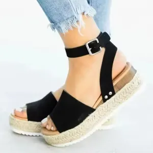Sexy Roman Heel Sandals – Buckle Strap & Thick Sole
