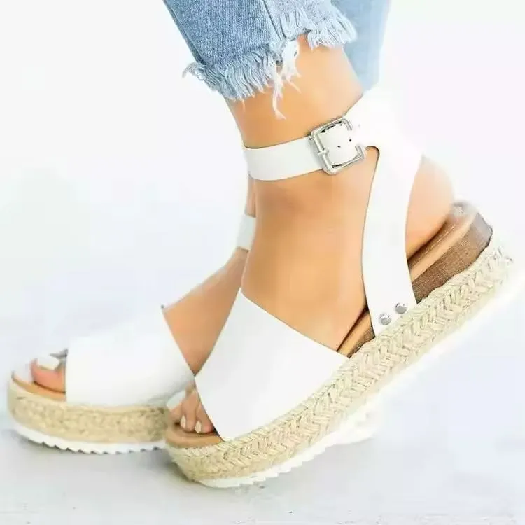 Sexy Roman Heel Sandals – Buckle Strap & Thick Sole