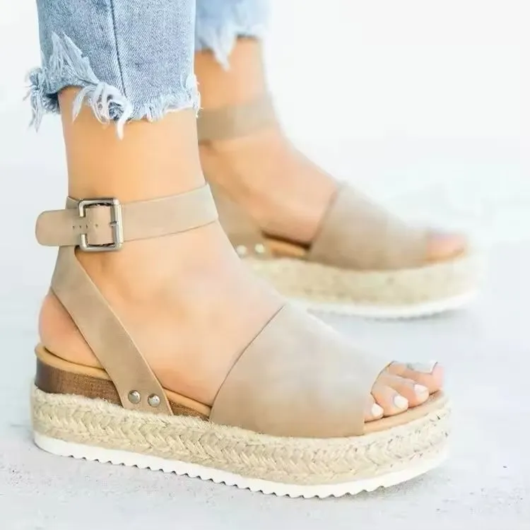 Sexy Roman Heel Sandals – Buckle Strap & Thick Sole