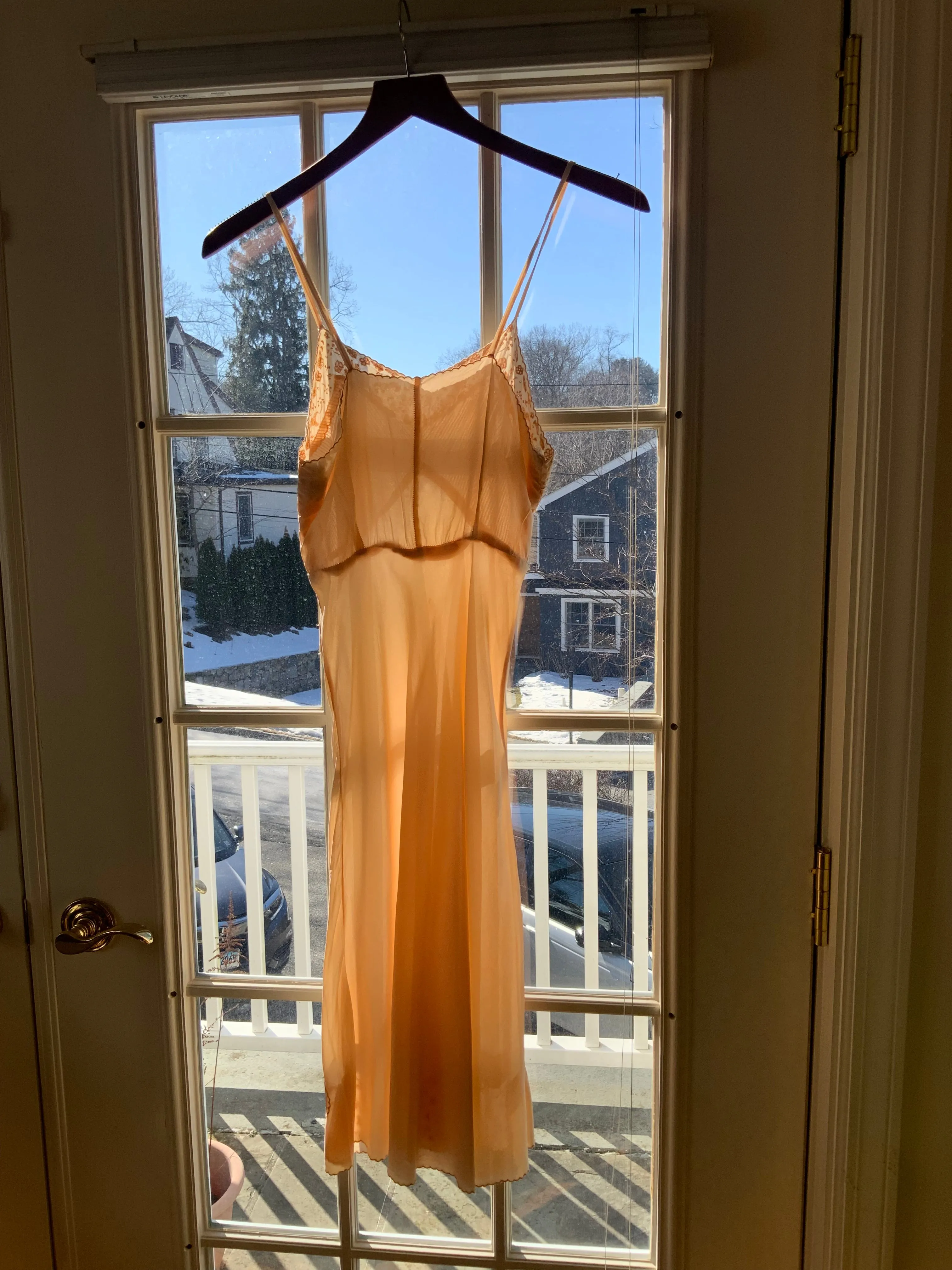 Silk Slip Dress Peach - 40s - 40F