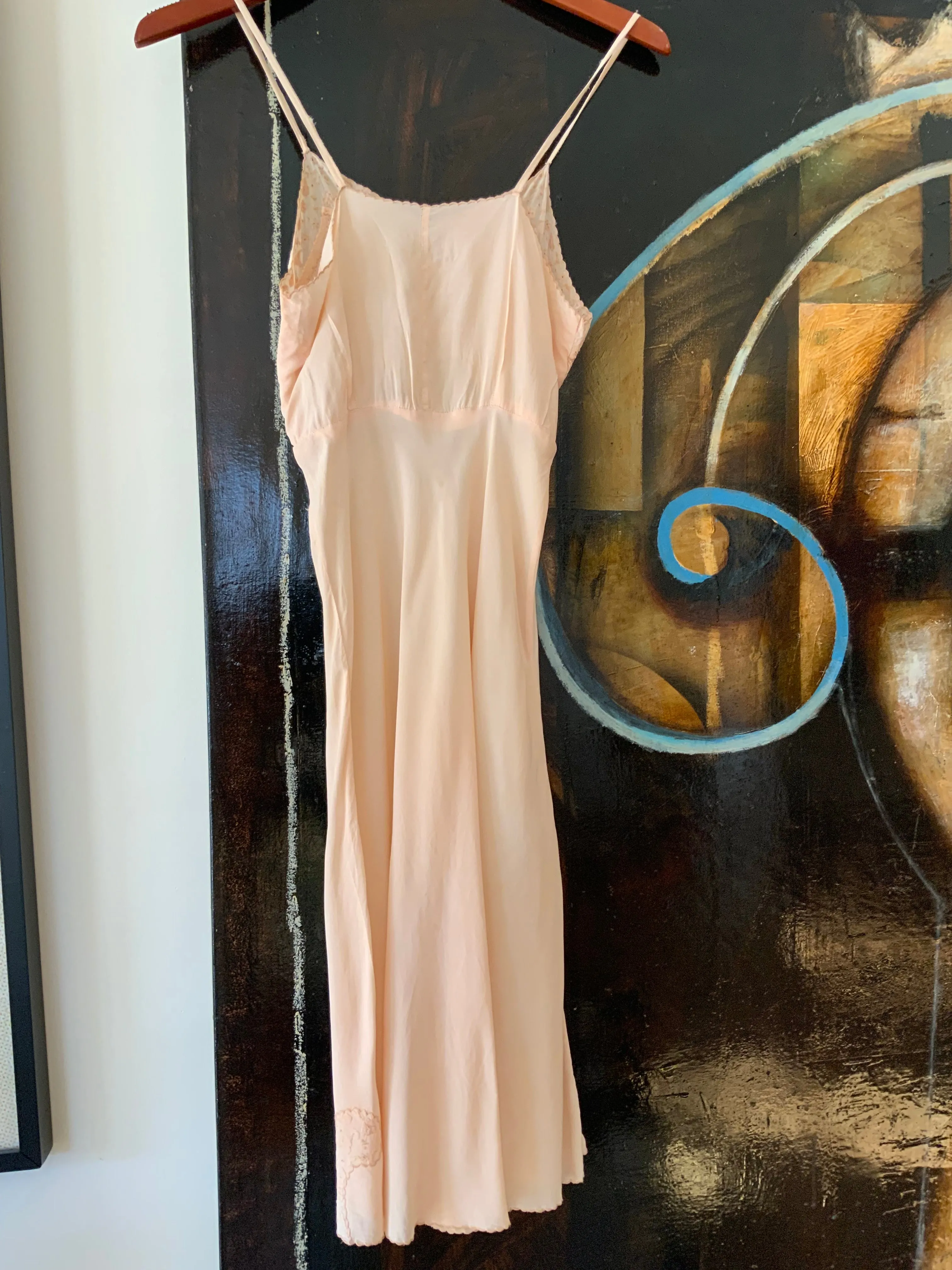 Silk Slip Dress Peach - 40s - 40F
