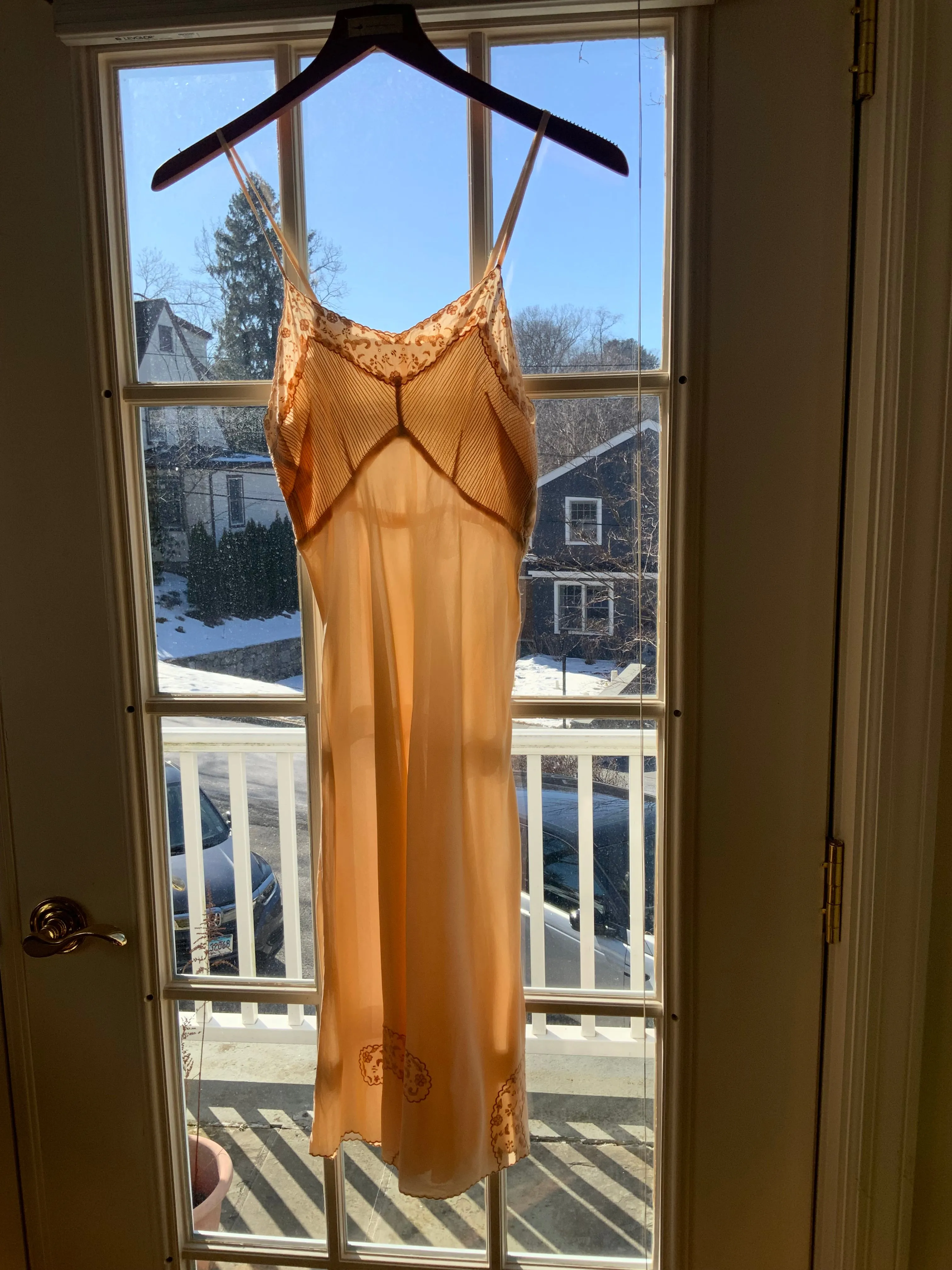 Silk Slip Dress Peach - 40s - 40F