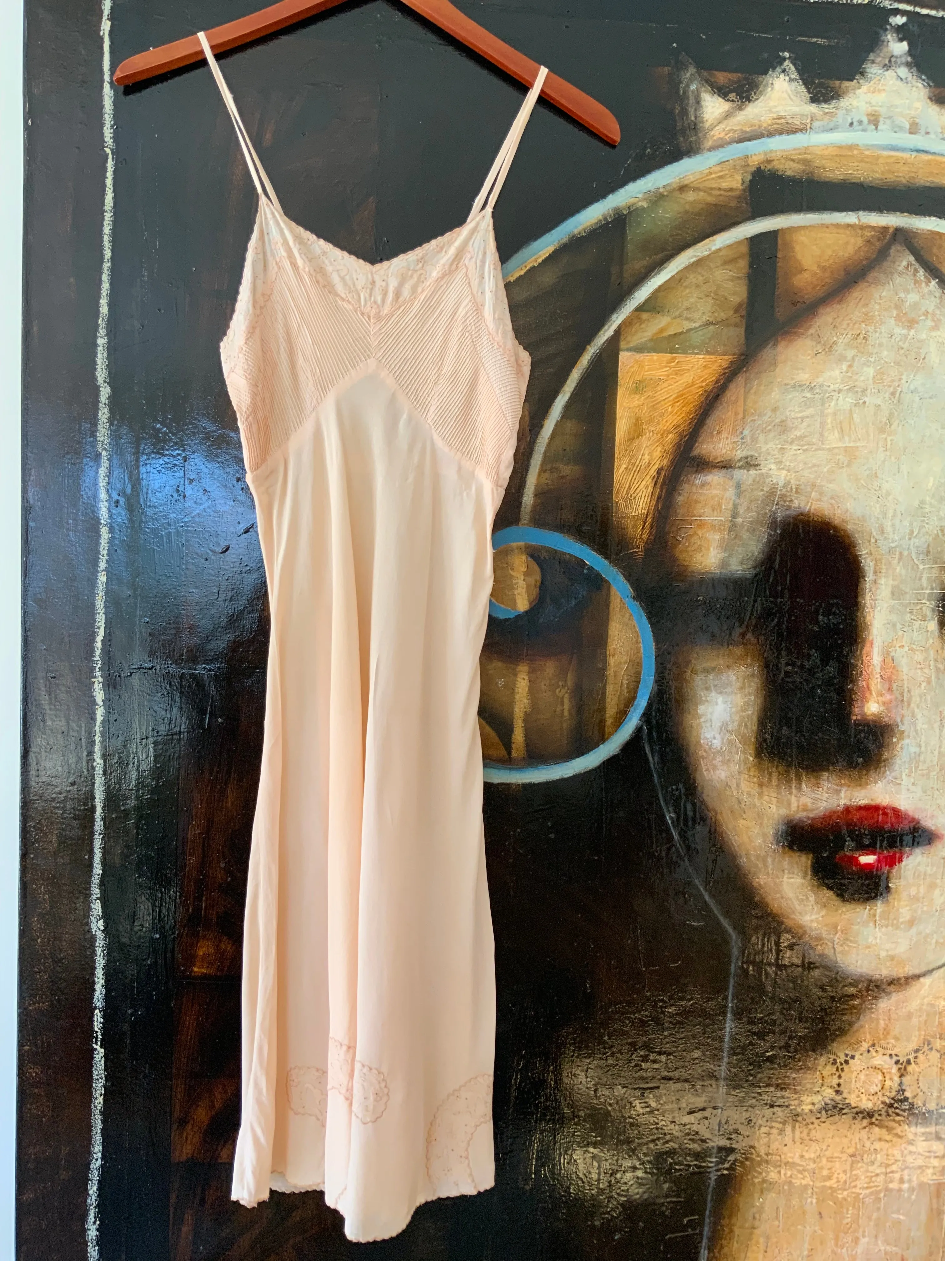 Silk Slip Dress Peach - 40s - 40F