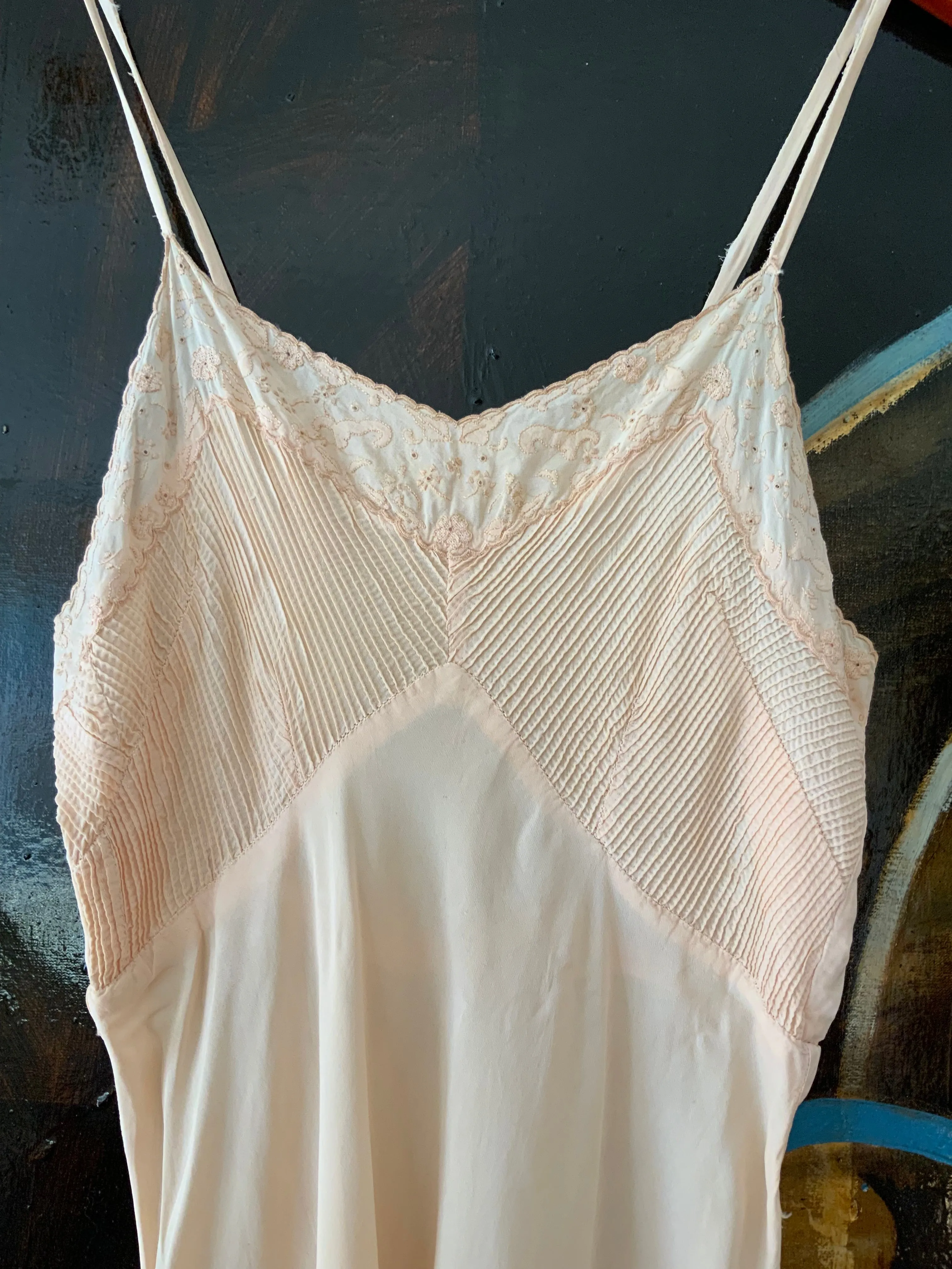 Silk Slip Dress Peach - 40s - 40F
